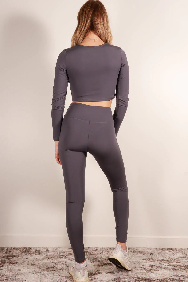 Long Sleeve Crop Top & High Waist Leggings Activewear Set (CAPELLA)