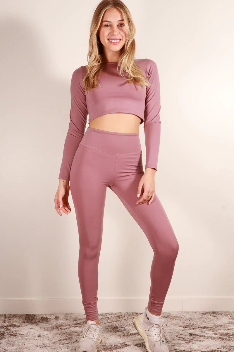 Long Sleeve Crop Top & High Waist Leggings Activewear Set (CAPELLA)