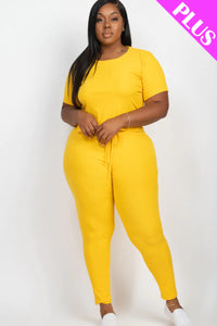 Plus Size Ribbed Short Sleeve Top & Leggings Set (CAPELLA)